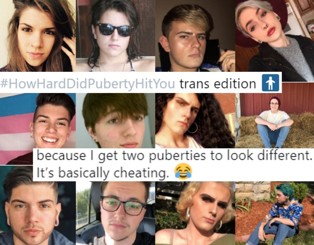 Transgender before and after. Trans Twitter users using the #2009vs2019 and #howharddidpubertyhityou hashtags