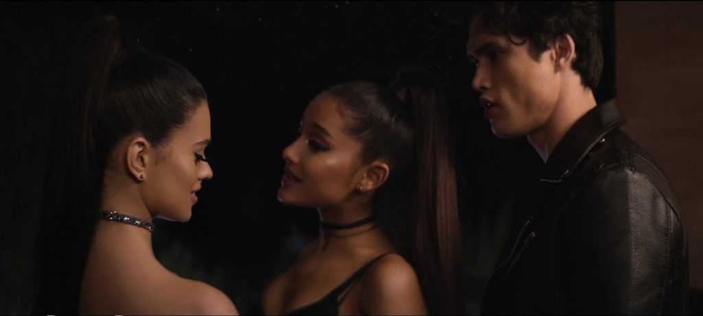 Ariana Grande flirts with Ariel Yasmine in the "Break Up With Your Girlfriend, I'm Bored" video