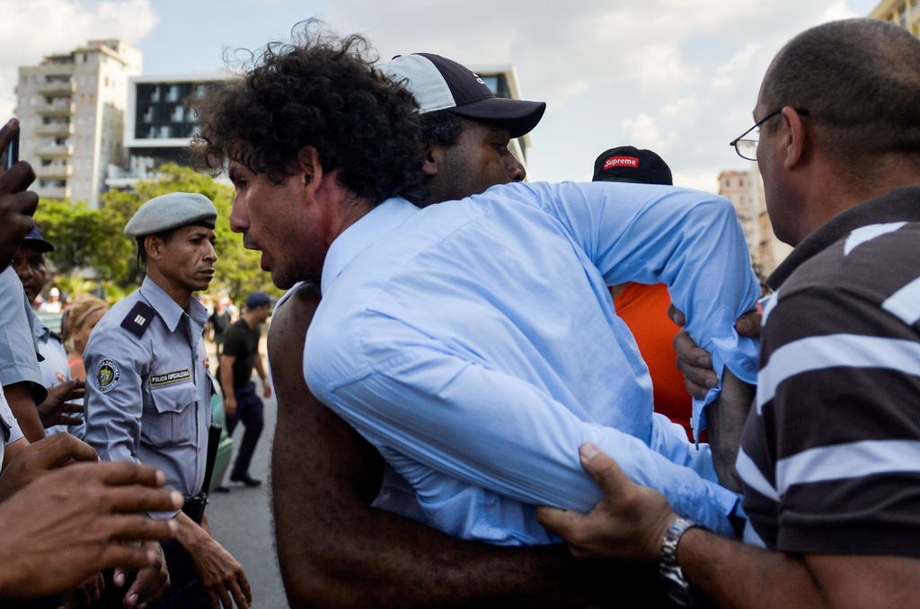 Cuban police arrest demonstrators taking part in the LGBT+ march in Havana, on May 11, 2019.