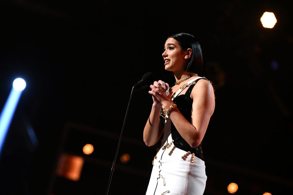 Dua Lipa, who has come out in support of the Brunei boycott, speaks onstage during the 61st Annual GRAMMY Awards at Staples Center on February 10, 2019 in Los Angeles, California.