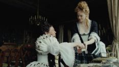 Olivia Colman and Emma Stone in The Favourite, which is about Queen Anne and her two royal advisors, who fight for her attention