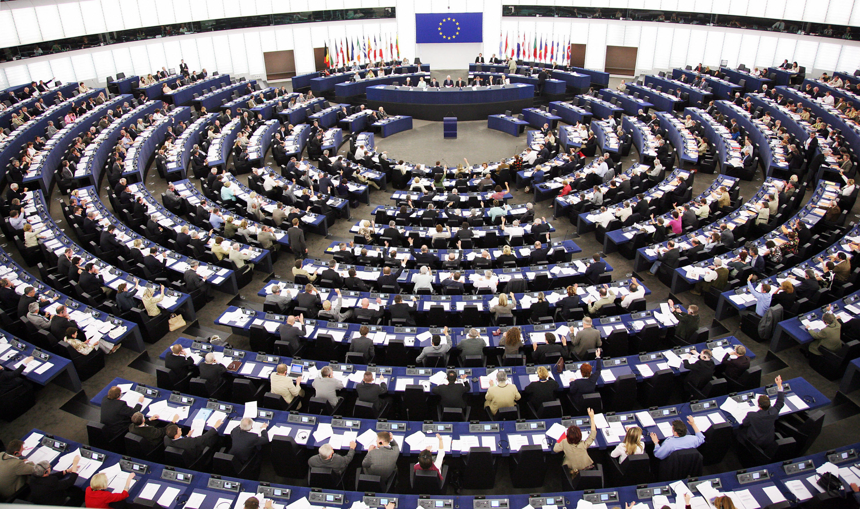 MEPs vote in the European Parliament in Strasbourg.