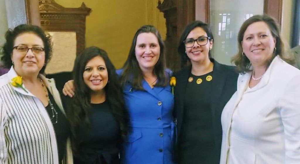 LGBT+ Texas lawmakers Celia Israel, Jessica González, Erin Zwiener, Mary González and Julie Johnson