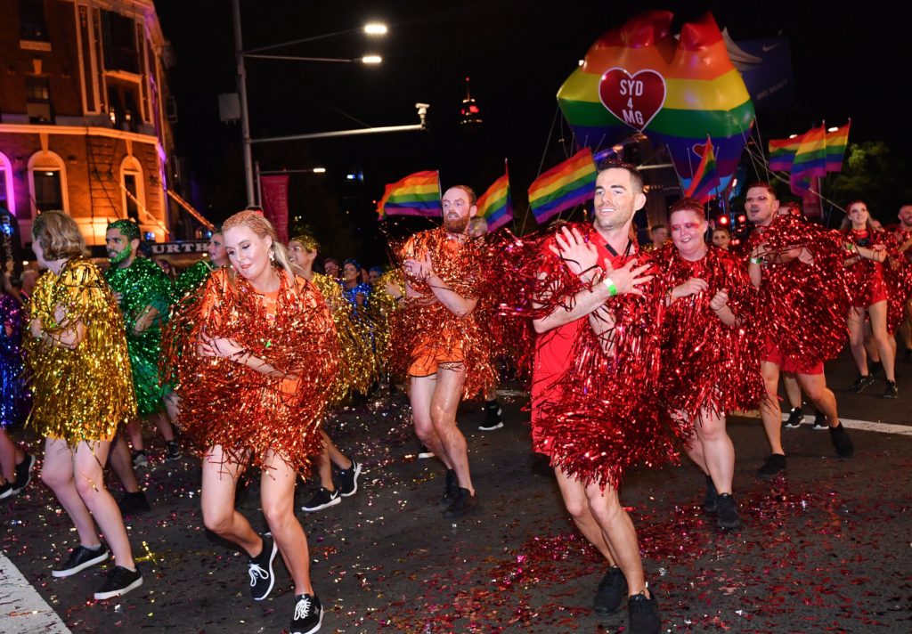 People participate in the annual Gay and Lesbian Mardi Gras parade in Sydney on March 3, 2018.