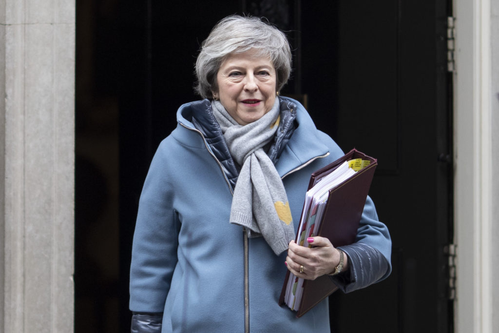 British Prime Minister Theresa May leaves 10 Downing Street to attend the weekly Prime Ministers Questions on January 9, 2019 in London, England.