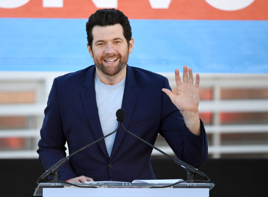 Comedian/actor Billy Eichner speaks during a rally at the Culinary Workers Union Hall Local 226 featuring former U.S. Vice President Joe Biden as they campaign for Nevada Democratic candidates on October 20, 2018 in Las Vegas, Nevada