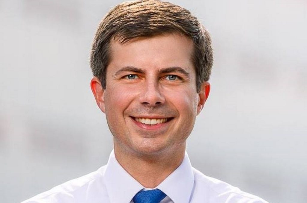 Pete Buttigieg poses for a photo which is on his Facebook page