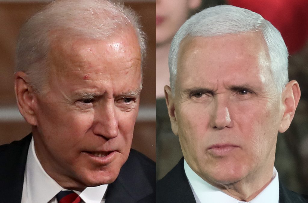 Former Vice President Joe Biden and current Vice President Mike Pence