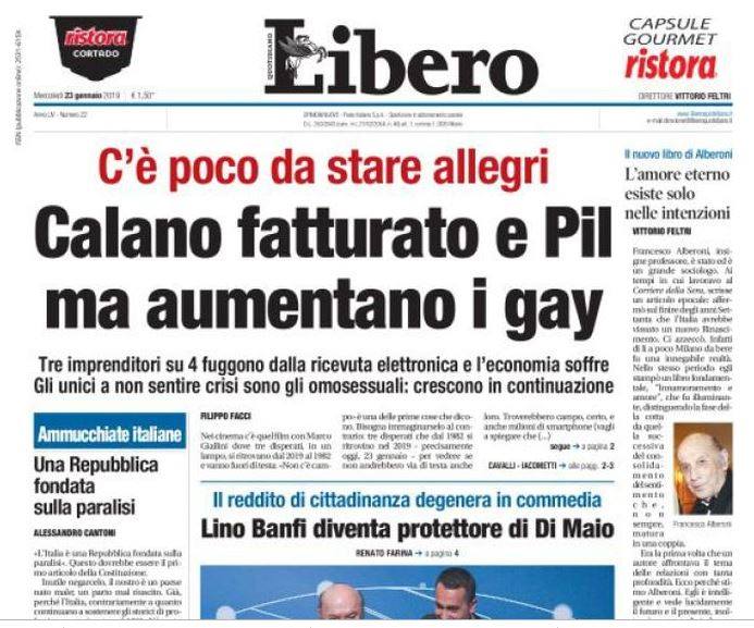 The Italian newspaper condemned for its 'homophobic' headline.