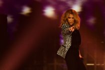 Canadian singer Celine Dion performs on the stage of the AccorHotels Arena