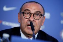 Chelsea's newly appointed manager, Maurizio Sarri, speaks during his unveiling press conference at Stamford Bridge in west London on July 18, 2018. - New Chelsea boss Maurizio Sarri has spoken of his excitement at facing many of the world's leading managers now that he in charge of a Premier League side. The Italian's arrival at Stamford Bridge, where he replaces compatriot Antonio Conte, sees him join a multi-national cast of managers in English football's top-flight, with Spain's Pep Guardiola in charge of champions Manchester City, Argentina's Mauricio Pochettino the manager of Tottenham Hotspur, Portugal's Jose Mourinho at the helm of Manchester United and Germany's Jurgen Klopp in control at Liverpool. (Photo by Tolga AKMEN / AFP) (Photo credit should read TOLGA AKMEN/AFP/Getty Images)