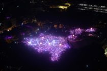 Picture from a light display from the Pink Dot festival, Singapore'annual celebration of LGBT+ rights such as that of the gay man who won a child adoption case.