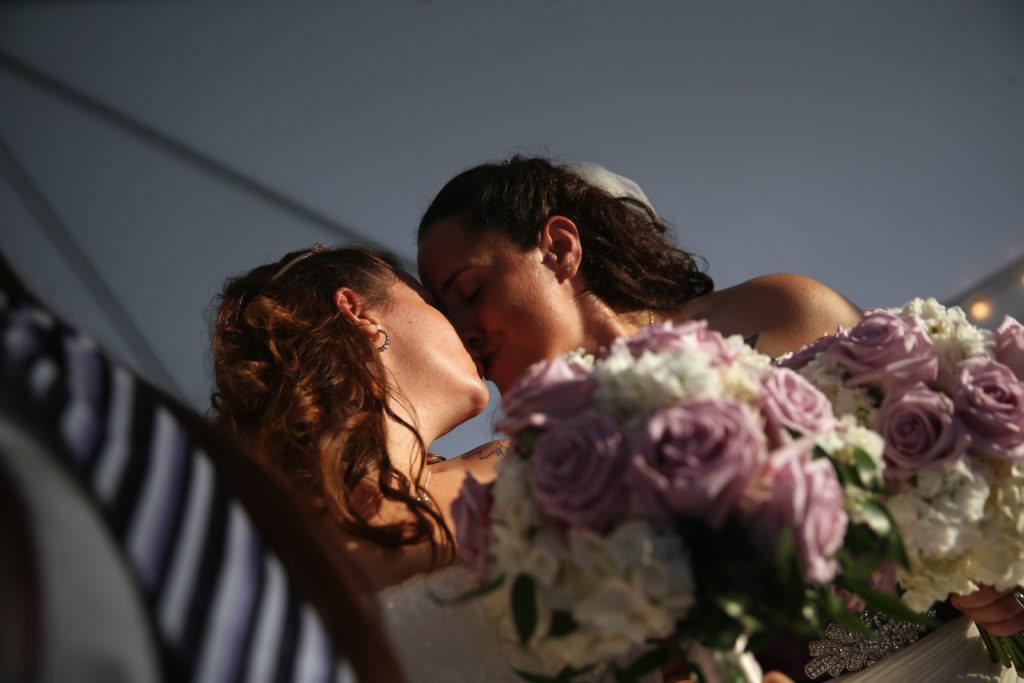 A lesbian couple marries in South Carolina in 2014 as support for same-sex marriage in the US has stalled.