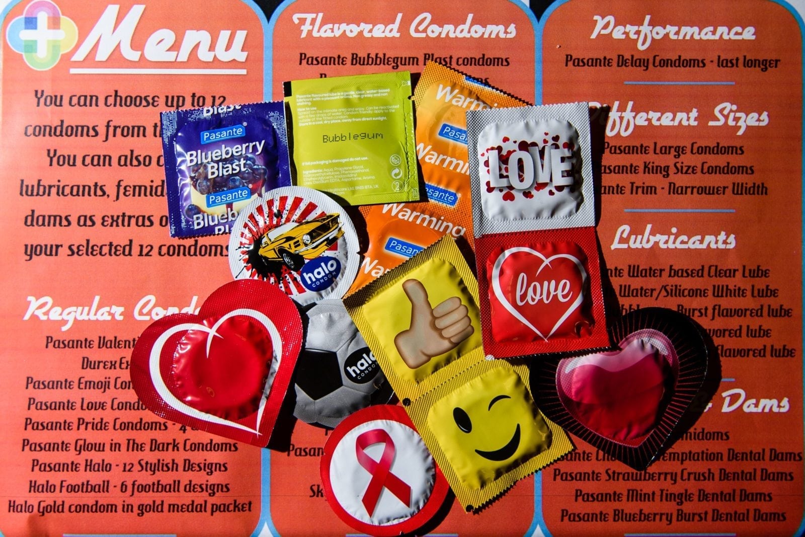 A selection of unusual condoms are displayed at the Valentine's Condom pop-up shop in eas...
