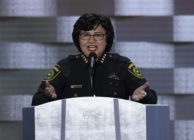 Dallas Sheriff Lupe Valdez addresses delegates on the fourth and final day of the Democratic National Convention at Wells Fargo Center on July 28, 2016 in Philadelphia, Pennsylvania. / AFP / SAUL LOEB (Photo credit should read SAUL LOEB/AFP/Getty Images)
