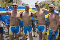 Swedish men take part in the annual Gay Pride parade in the Israeli city of Tel Aviv, on June 9, 2017. Tens of thousands of revellers from Israel and abroad packed the streets of Tel Aviv for the city's annual Gay Pride march, billed as the Middle East's biggest. / AFP PHOTO / JACK GUEZ (Photo credit should read JACK GUEZ/AFP/Getty Images)