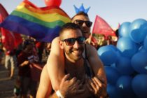 Israelis take part in the first annual Gay Pride parade in the southern Israeli city of Beersheba, on June 22, 2017. Hundreds of Israelis march in Beershebas first gay pride after the head of the southern police district approved plans for the event. / AFP PHOTO / MENAHEM KAHANA (Photo credit should read MENAHEM KAHANA/AFP/Getty Images)