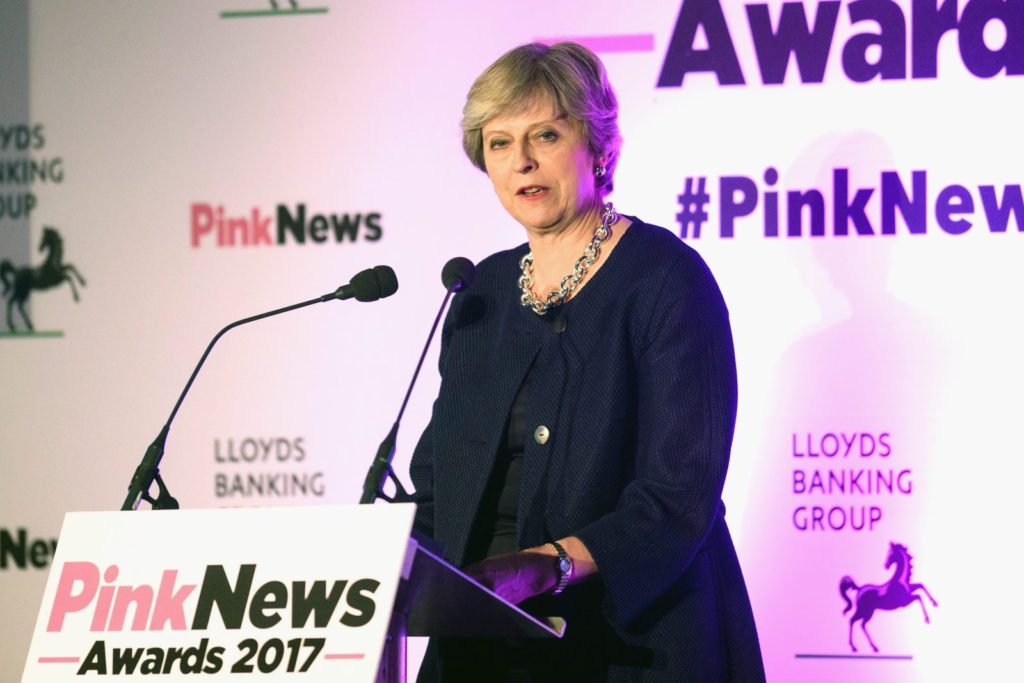 Theresa May at the PinkNews Awards 2017