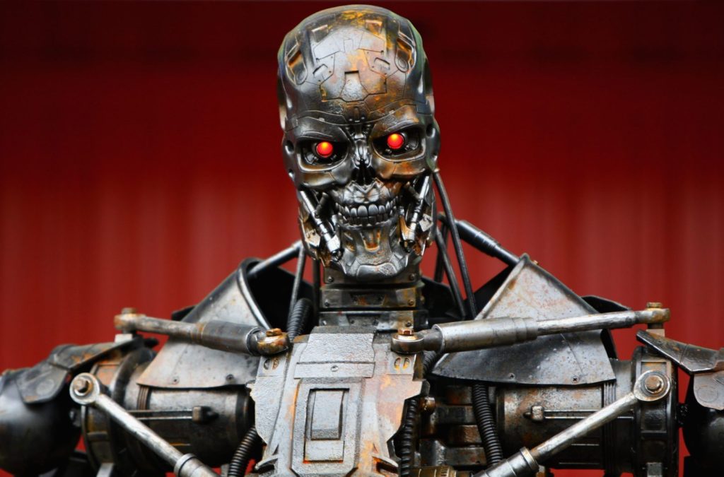 BARCELONA, SPAIN - MAY 09: The Terminator robot is seen in the paddock following qualifying for the Spanish Formula One Grand Prix at the Circuit de Catalunya on May 9, 2009 in Barcelona, Spain. (Photo by Paul Gilham/Getty Images)