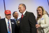 BIRMINGHAM, AL - NOVEMBER 16: Republican candidate for U.S. Senate Judge Roy Moore and his wife Kayla Moore exit a news conference with supporters and faith leaders, November 16, 2017 in Birmingham, Alabama. Moore refused to answer questions regarding sexual harassment allegations and pursuing relationships with underage women. (Drew Angerer/Getty Images)