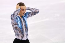 Adam Rippon celebrates after competing in the Figure Skating Team Event Men's Single Free Skating (Photo by Maddie Meyer/Getty Images)