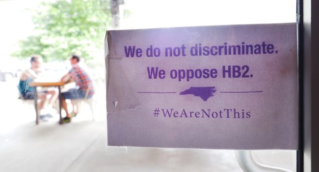 Sign opposing North Carolina's bathroom bill