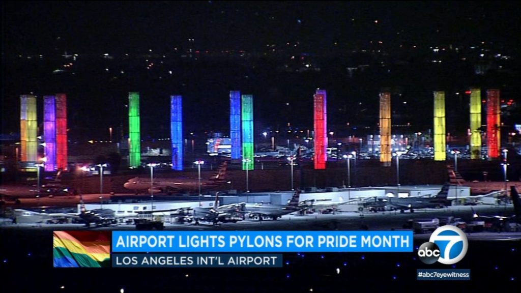 LAX rainbow pylons pride
