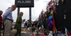 Hillary Clinton at Orlando Pulse nightclub after the massacre which killed 49