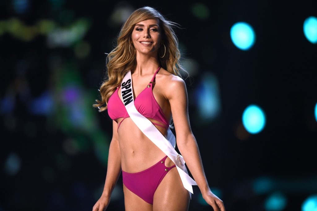 Angela Ponce of Spain competes in the swimsuit competition during the 2018 Miss Universe pageant in Bangkok in December 2018