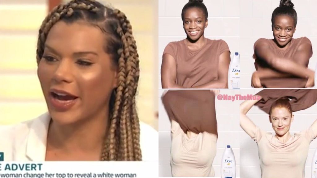 Munroe Bergdorf and the "racist" Dove advert (ITV/Twitter)
