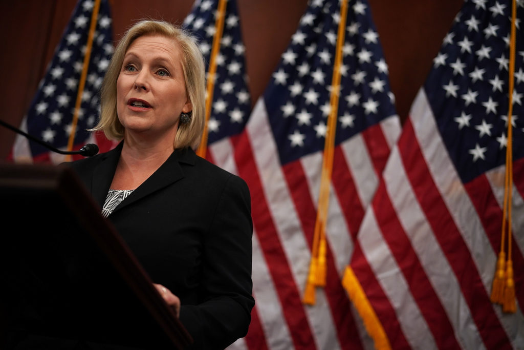 US Senator Kirsten Gillibrand speaks during a news conference December 12, 2017 on Capitol Hill in Washington, DC.