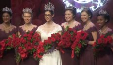 The Rose Parade's Rose Queen, Louise Deser Siskel, and her court