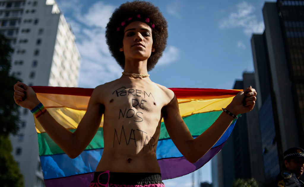 LGBT members from all over Brazil attended pride last Sunday, in Sao Paulo, Brazil (MIGUEL SCHINCARIOL/AFP/Getty Images)