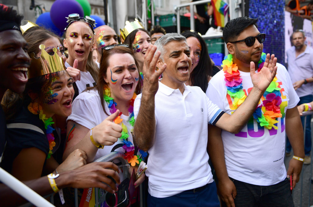 London Mayor Sadiq Khan during the parade at Pride in London 2019