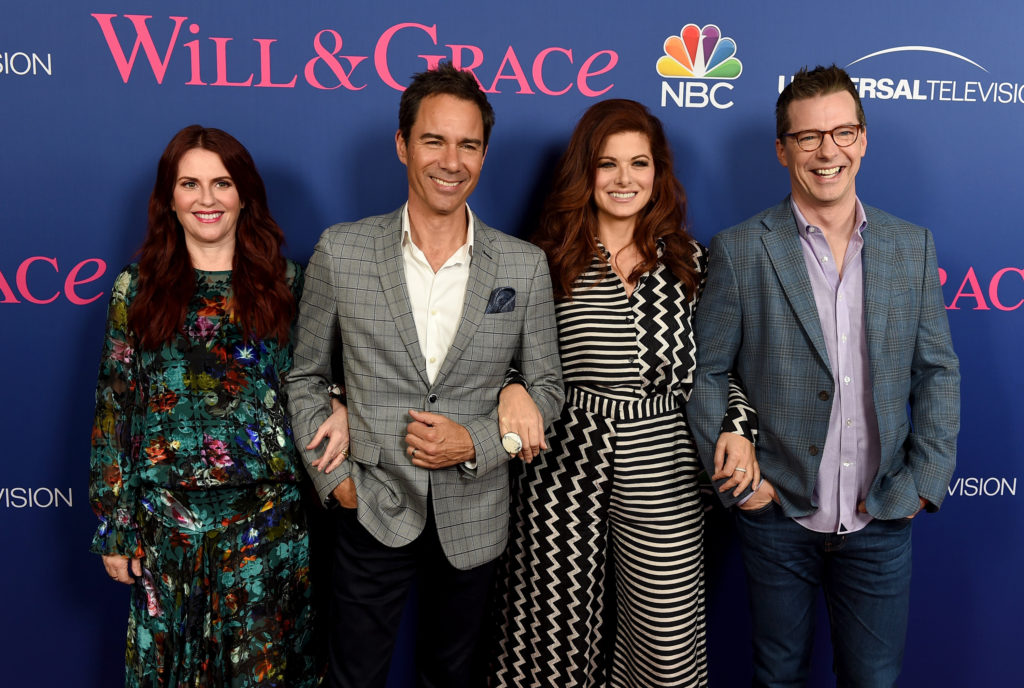 Megan Mullally, Eric McCormack, Debra Messing and Sean Hayes arrive at NBC's "Will & Grace" FYC Event at the Harmony Gold Theatre on June 9, 2018 in Los Angeles, California.