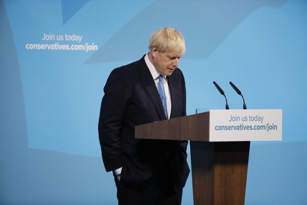 New Conservative Party leader and incoming prime minister Boris Johnson gives a speech at an event to announce the winner of the Conservative Party leadership contest in central London on July 23, 2019. 