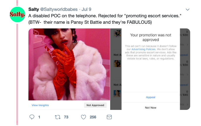 Salty advert banned for promoting escort services