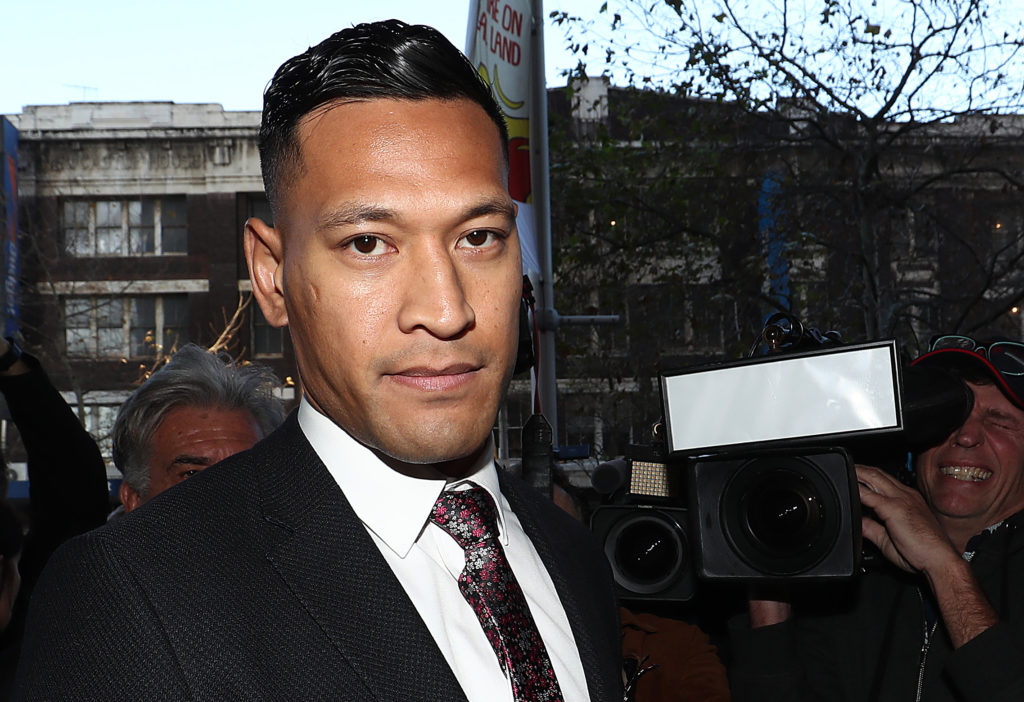 Israel Folau arrives ahead of his conciliation meeting with Rugby Australia at Fair Work Commission on June 28, 2019 in Sydney, Australia