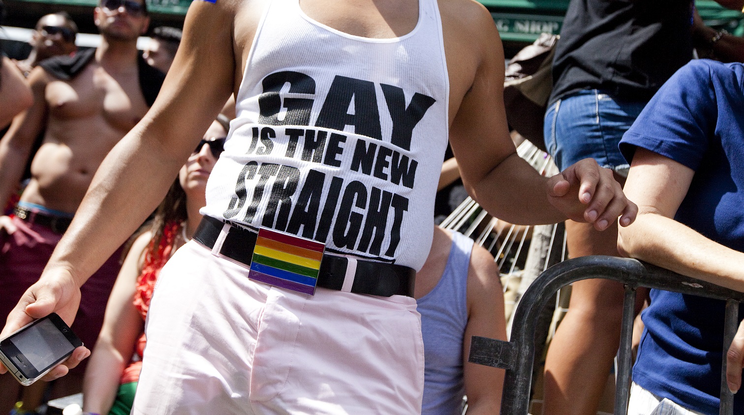 File photo of a man at an LGBT+ Pride parade in New York.