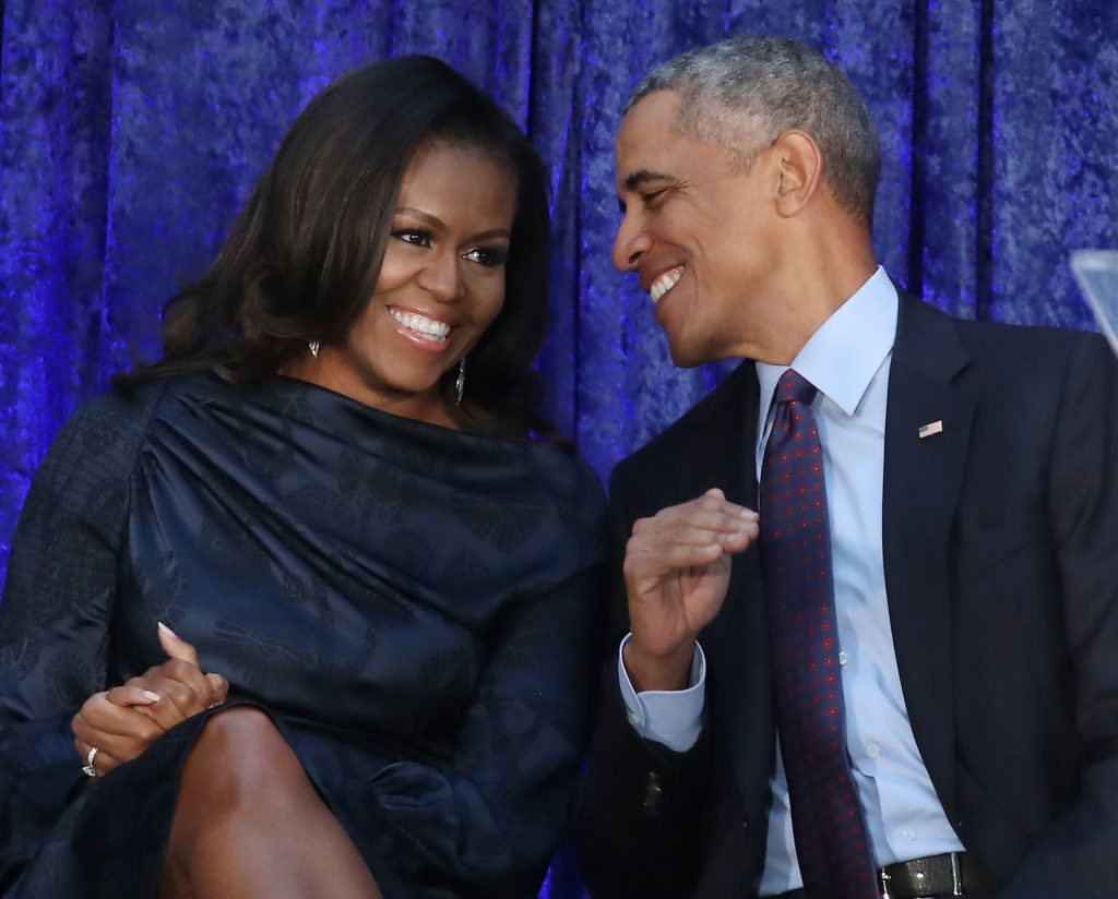 Barack and Michelle Obama smiling