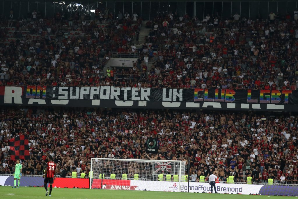 The August 28 football match between OGC Nice and Olympique de Marseille was suspended after Nice supporters unveiled a banner reading 'OM: support an LGBT team to fight against homophobia'