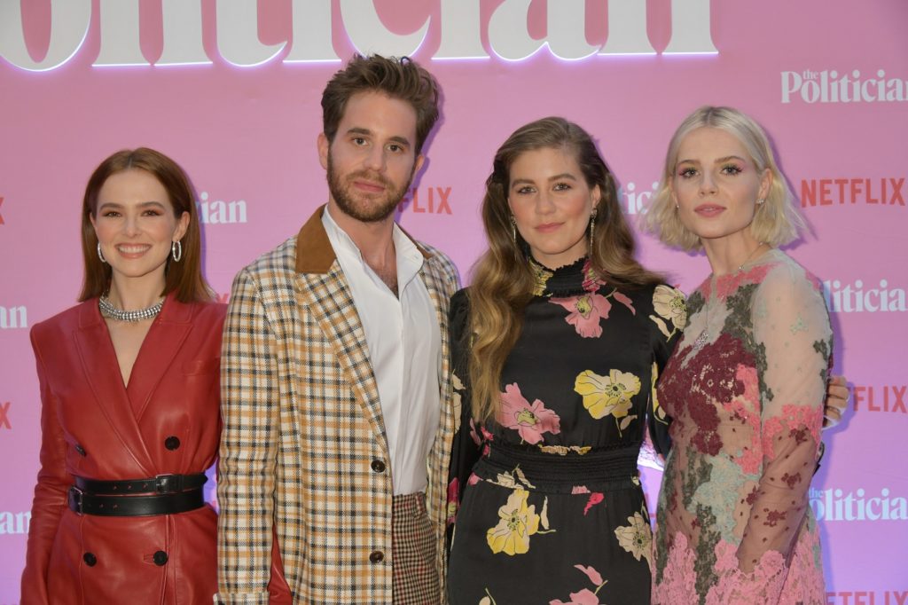 Zoey Deutch, Ben Platt, Laura Dreyfuss and Lucy Boynton attend a Netflix special screening of 'The Politician' on September 16, 2019 in London, England. 