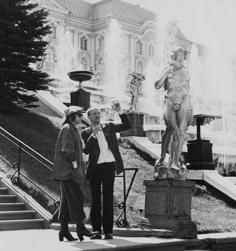 Sir Elton John outside the Summer Palace in St Petersburg in 1979. 