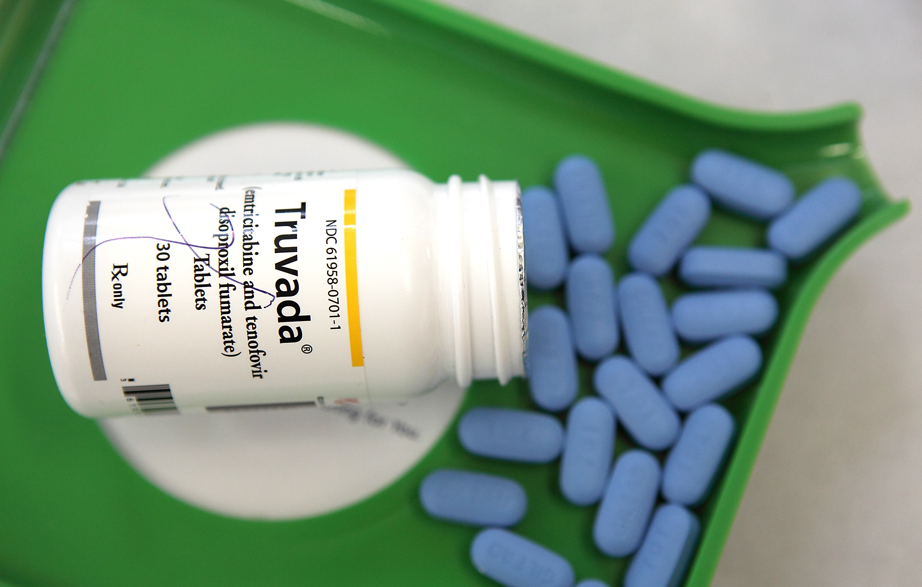A bottle of Truvada and PrEP pills