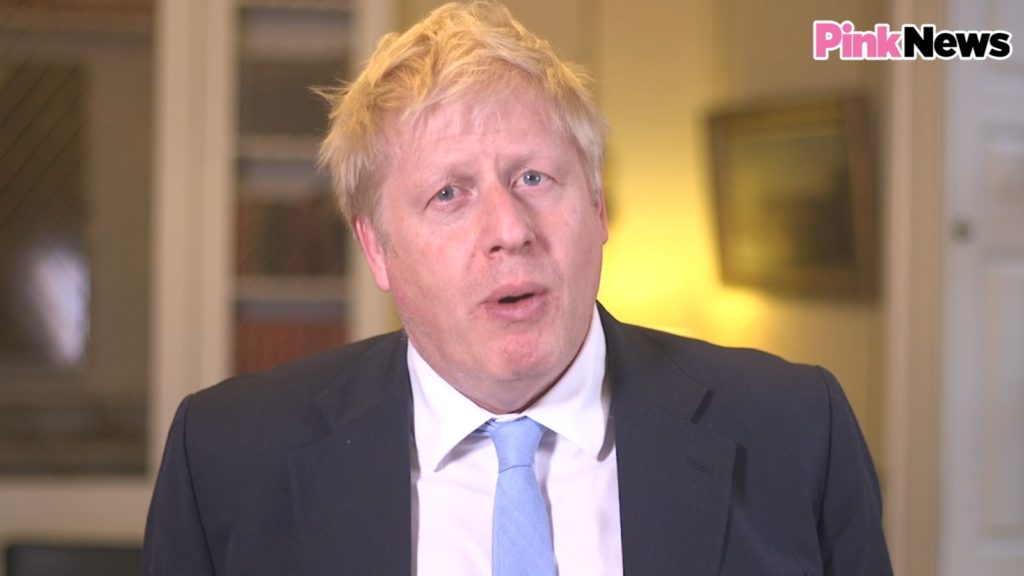 Prime Minister Boris Johnson delivered a video message to the PinkNews Awards
