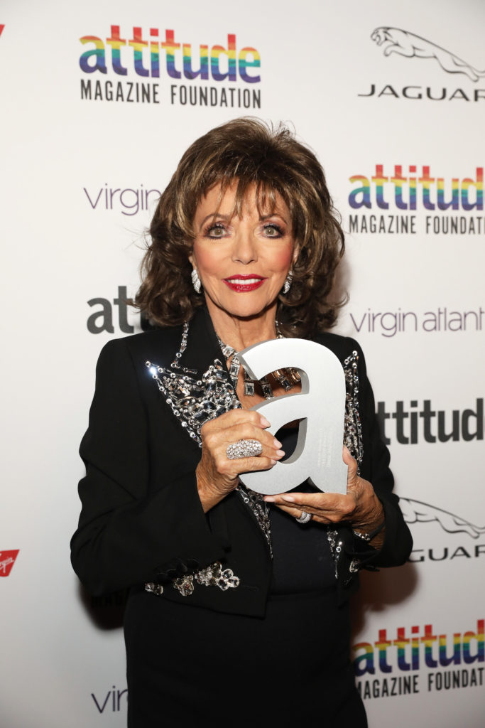 Dame Joan Collins winner of The Attitude Icon award. (David M. Benett/Dave Benett/Getty Images)