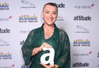 Sam Smith poses with the Attitude Person of the Year Award at the Attitude Awards 2019 at The Roundhouse. (Dave J Hogan/Getty Images)