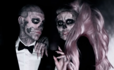 Rick Genest (L), better known as 'Zombie Boy', and Lady Gaga in her 'Born This Way' music video in 2011. (Screen capture via YouTube)