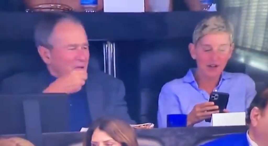 Ellen DeGeneres watched the Dallas Cowboys with George W Bush