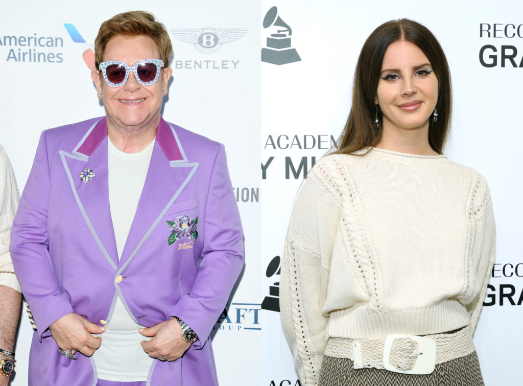 Elton John (L) has come to Lana Del Rey's corner over her infamous performance on Saturday Night Live in 2012. (Daniele Venturelli/Daniele Venturelli via Getty Images/ Rebecca Sapp/Getty Images for The Recording Academy)
